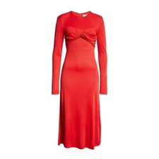 Farm Rio Twisted Cup Midi Dress - Size Small - Red (New)