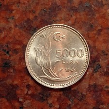 1992 TURKEY 5000 LIRA COIN - #B7702