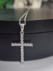 14K White Gold Plated Pendant Round Cut Lab Created Moissanite Cross Free Chain — photo 6