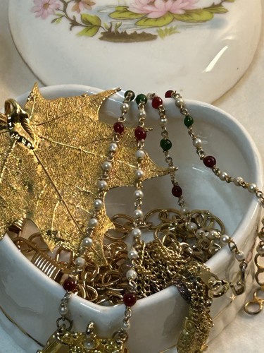 Vintage goldfarbenes Modeschmuck Konvolut: goldfarbene mystische Eule & Pfau - Bild 14 von 24