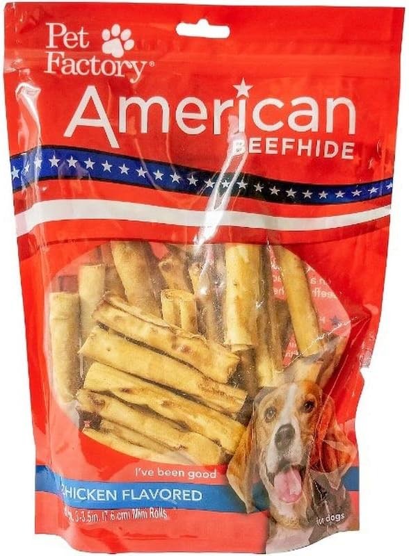 Pet Factory American Beefhide 3" Mini Rolls Dog 40 Count (Pa