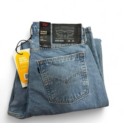 LEVI'S MEN S, SUPER BAGGY STRONG GRAY JEANS DRAWSTRING 28X34 NWT $108 Skate 90s