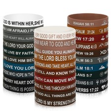 JUNEBRUSHS 42pcs Bible Verse Silicone Bracelets Christian Wristbands Bulk F...