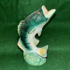 Vintage Large Mouth Bass Cast Metal Painted Bottle Opener. Scott Products.