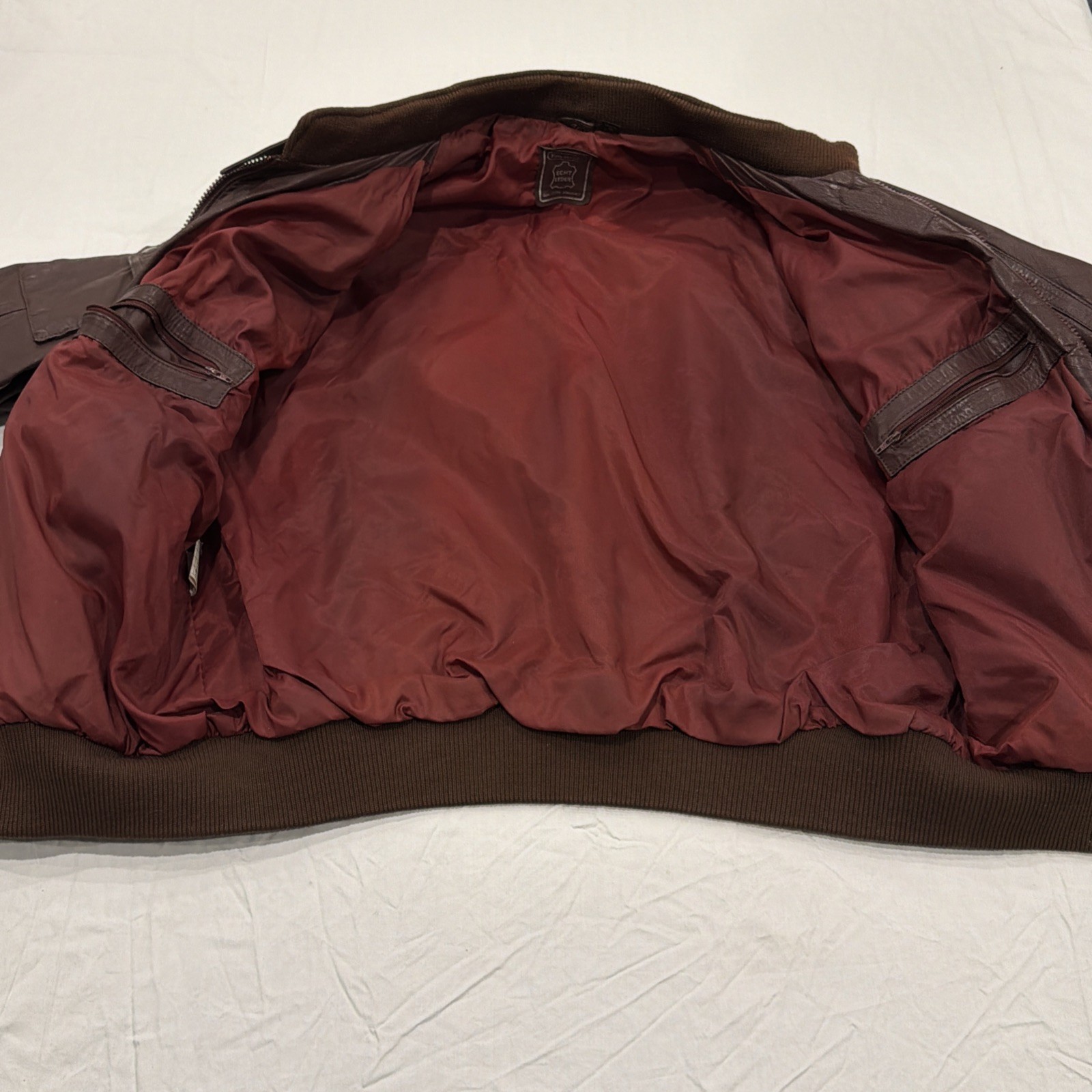 Leather Jacket Hein Gericke Echt Leder Mens Size 46 Burgundy