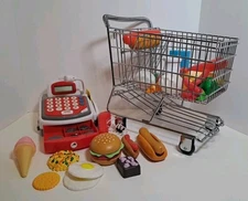 Toy Shopping Set With Working Register Shopping Cart and Play Food Items