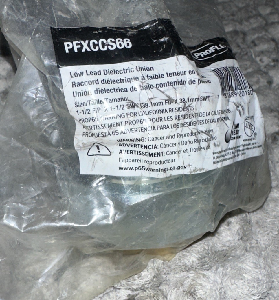 ProFlo PFXCCS66 Low Lead Dielectric Union 1-1/2" FIP x 1-1/2" SW - NEW