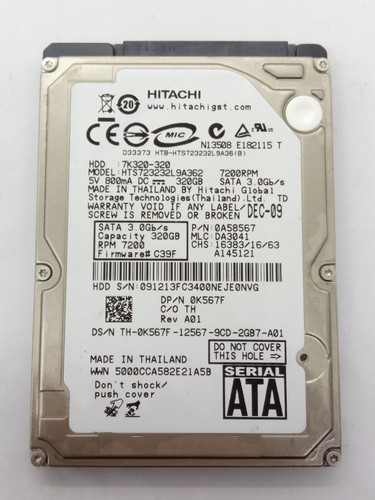 HITACHI *** HTS723232L9A362*** 320GB SATA HDD Notebook 2,5 Zoll #NFP1741
