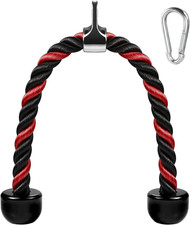 Deluxe Tricep Rope Pull down Cable, 27 & 36 Inch Rope Length, Easy to Grip & Non