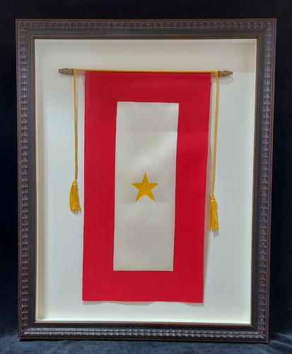 WWII Son In Service Gold Star Homefront Window Banner Flag Framed Shadowbox
