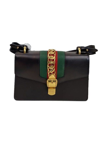 GUCCI handbag leather Black plain 421882 Used