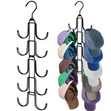 Hat Organizer for Closet, Collapsible Caps Rack with 10 Rotatable Large Hooks...