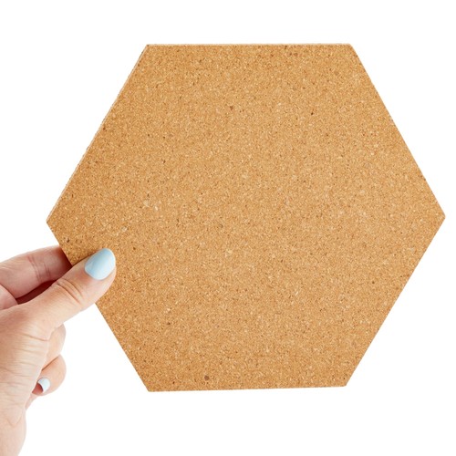3 Pack Hexagon Cork Board Tiles with Pins, Self-Adhesive Bulletin Boards, 7.9 in - Picture 4 of 10
