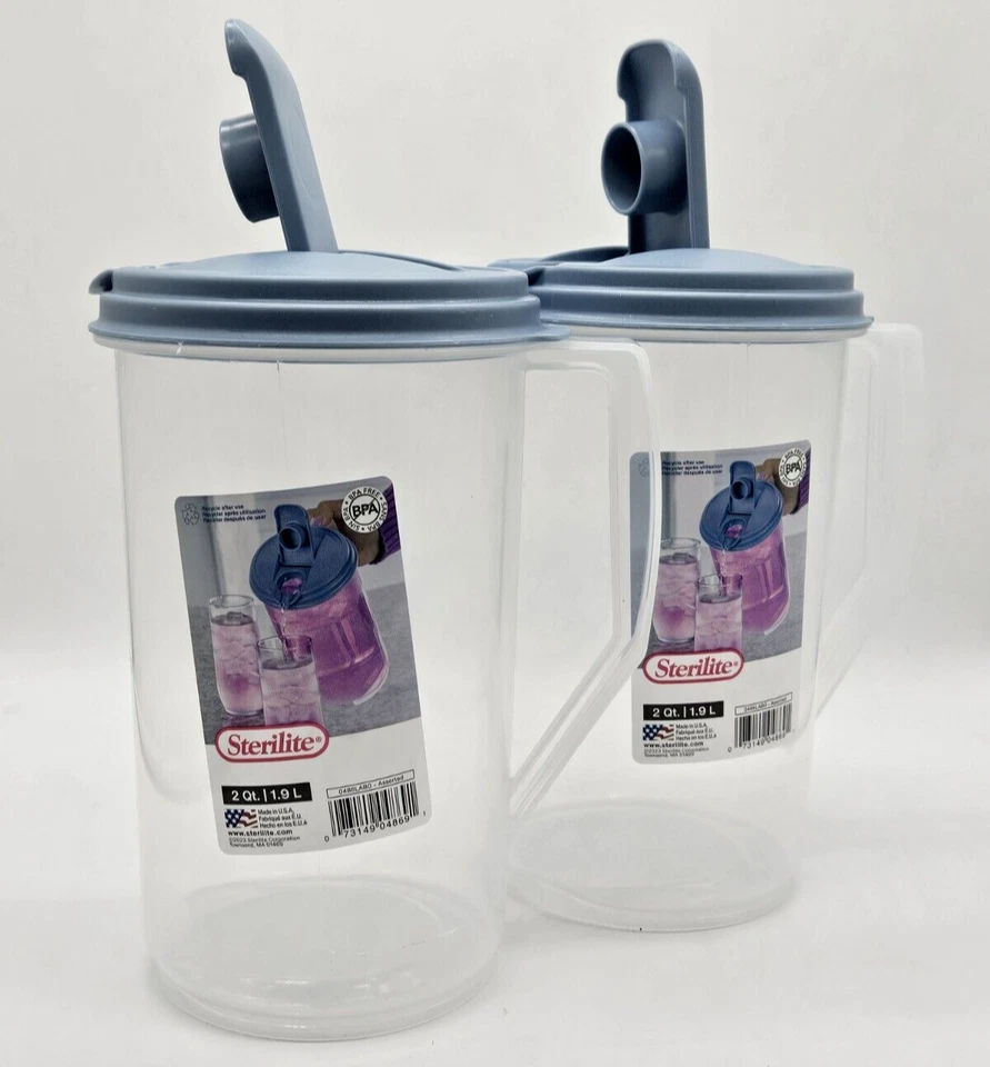 Sterilite 1/2 Gallon Drink Pitcher Leak Proof Lid  (2 Pack) 64oz Pitchers - Image 4 of 4