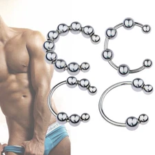 Stainless Steel Magnetic Metal Ball Penis Stretcher Heavy Weight Chastity Ring