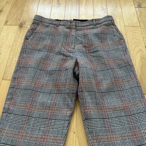 Jigsaw Trousers Size 16 Black Orange Check Pattern Tapered Wool Blend L27 - Picture 2 of 11