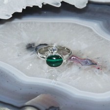 Malachit Ring, 925er Silber, Edelsteinring (23032), Edelsteinschmuck, Mondstein