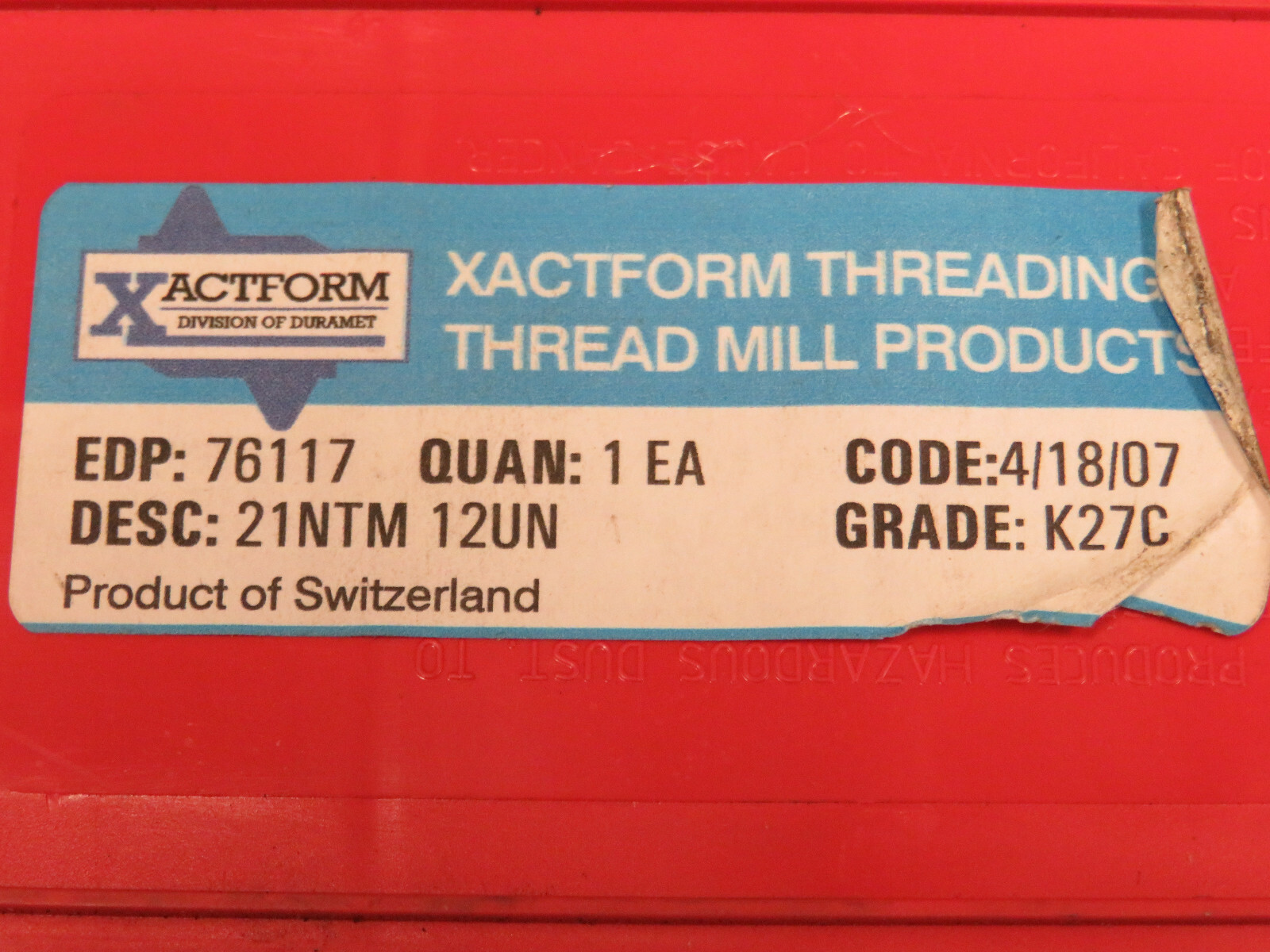 XACTFORM 21NTM12UN K20C & K27C CARBIDE THREAD MILL INSERTS, 2 PCS eBay
