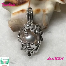 Eternal Modesty Flower - 925 Sterling Silver - Pearl Cage Pendant - Hold 6-8mm