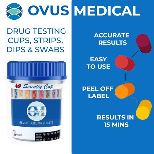 13-Panel Urine Drug Test Cup w/ Fentanyl - Same Day Shipping M-F Ovus Medical