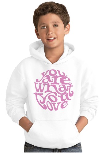 Motivational Saying You Are What You Love Youth Hooded Sweatshirt Boy or Girl - Picture 4 of 7
