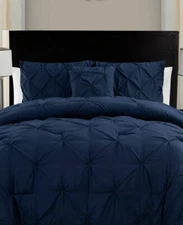 VCNY HOME QUEEN THREE PIECE DUVET SET COLOR NAVY 100% MICROFIBE NIP