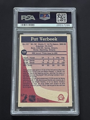 1984 O-Pee-Chee Hockey #121 Pat Verbeek (RC) Rookie PSA 7 - Picture 2 of 2