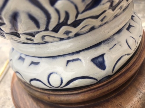 Vintage Large Chinoiserie Ginger Jar Blue & White Ceramic Table Lamp - Picture 16 of 19
