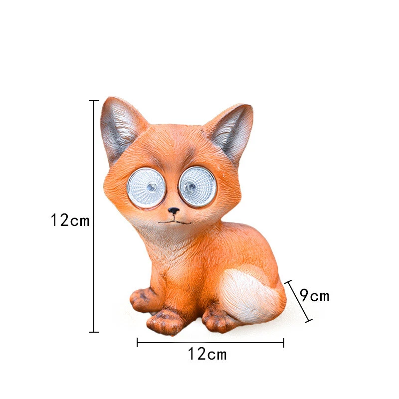 Estatua de jardín de zorro solar 4 piezas luz LED luciérnaga vidrio jardín patio decoración del hogar Foto 4 de 4