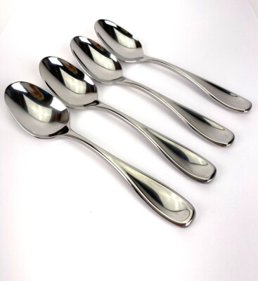 4 Oneida Voss Teaspoons Stainless Flatware 18/0 Vietnam Glossy Concave 6 1/4 