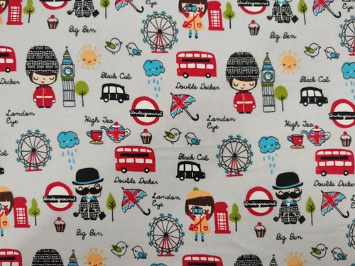 2 Yds Big Ben London Double Decker Cotton Flannel Fabric JoAnn
