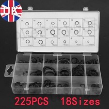 225PCS 18Sizes C-Clips Snap Ring Heavy Duty Retaining Set Assortment Black Ring