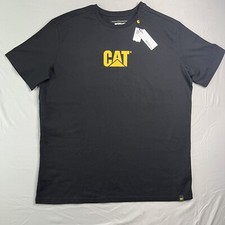 CATERPILLAR Shirt Mens X-Large Black CAT Logo Relaxed Fit Cotton Crew S/S NWTs