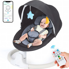 Baby Motorized Swing with Music Speaker Remote Control ,12 Lullabies, Black
