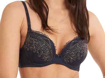 Lingadore Denim Blue & Latte Gel Bra Underwired Heavy Padded Push Up La Regina