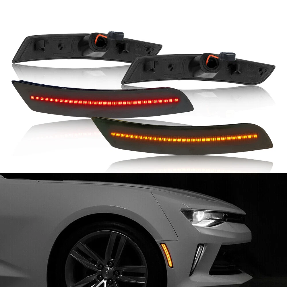 For Chevy Camaro 2016-2021 Smoked Front Rear LED Bumper Side Marker Lights Lamp