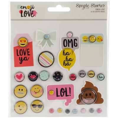 Scrapbooking Embellishments Brads Tags SS Emoji Love Ya OMG Smile Faces LOL Wow