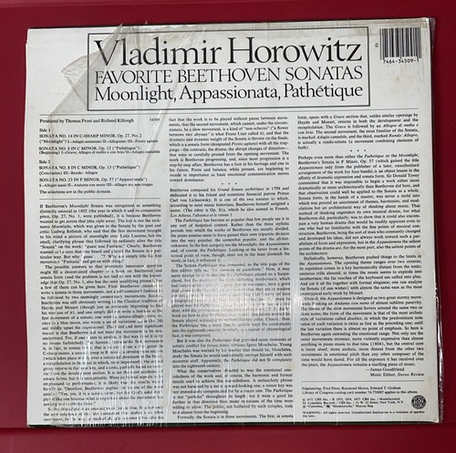 Vladimir Horowitz Favorite Beethoven Sonatas VG++ MASTERWORKS LP - Picture 4 of 5