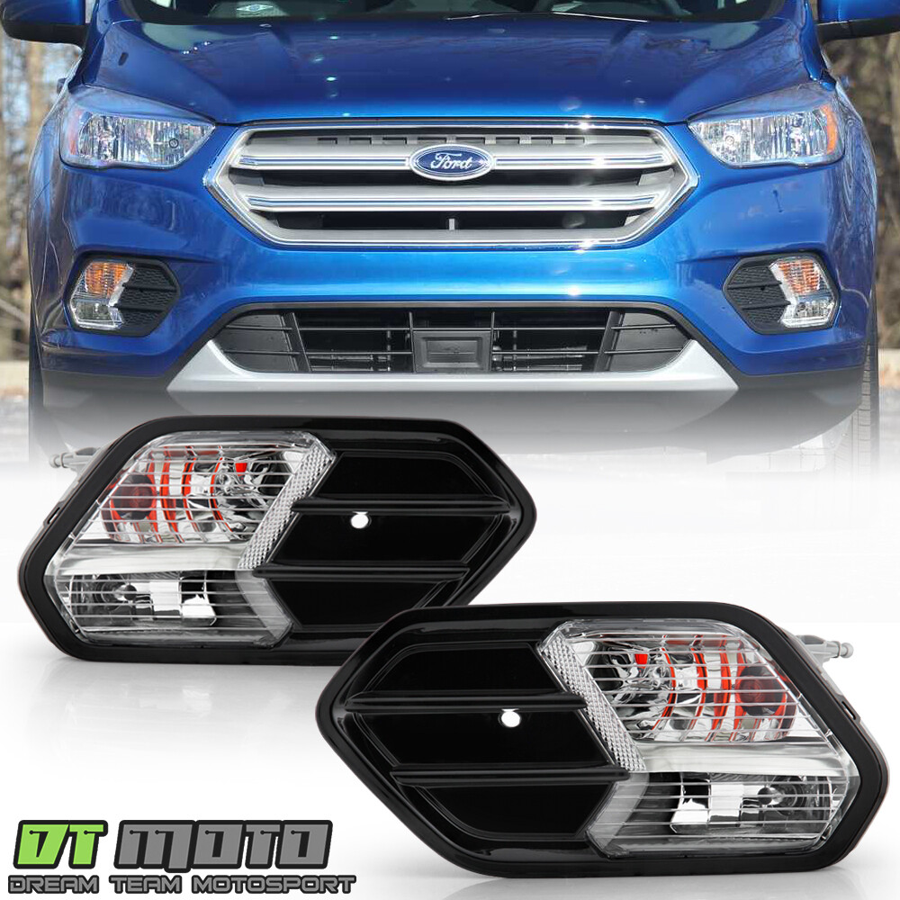 Evan-Fischer Gloss Black Fog Light Trim Pair For 2017-2019 Ford Escape – Driver & Passenger