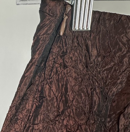 Vintage 90s Metallic Copper Brown Dress Pants 23x28 ACTUAL Crinkle Pleated Chic - Picture 8 of 10