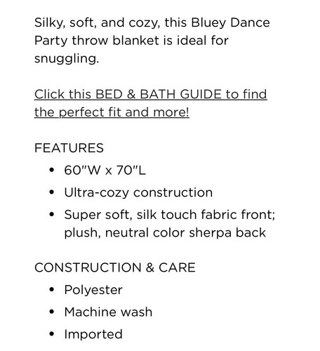 New Plush Northwest Bluey Dance Party Silk Touch Sherpa Throw Blanket 60 X 70 - Picture 7 of 7