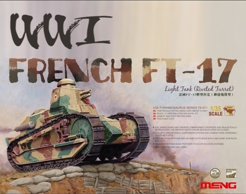 Meng Model TS-011 1/35 French FT-17 Light Tank (Riveted Turret)