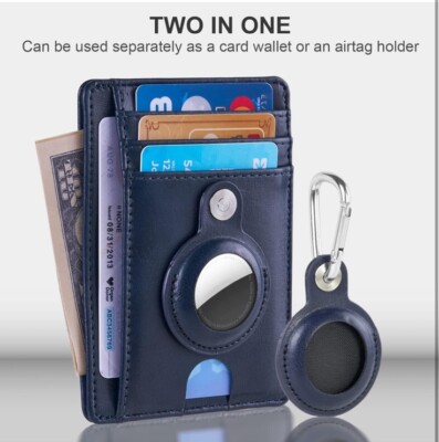 Mutural Slim Minimalist Wallet For Men - Detachable AirTag Holder, Front Pocket Leather Card Case