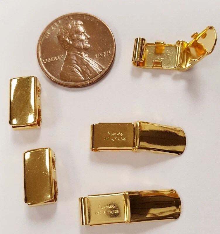12 broches vintage napier placa de oro latón rectangular plegables (cerrado prensado) 222 Foto 3 de 3
