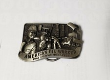 Vintage 1981 Commemorative American Oilfield Worker Belt Buckle 114