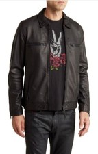 NEW Allsaints Men's Karl Leather Jacket in Black Size S SJ960