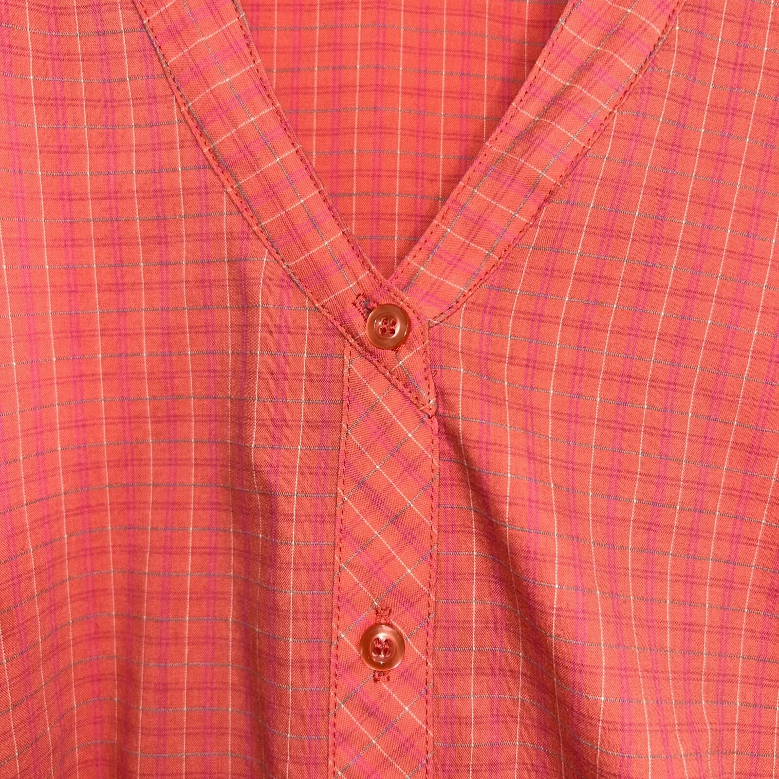 arcteryx window pane plaid collarless button up pocket shirt