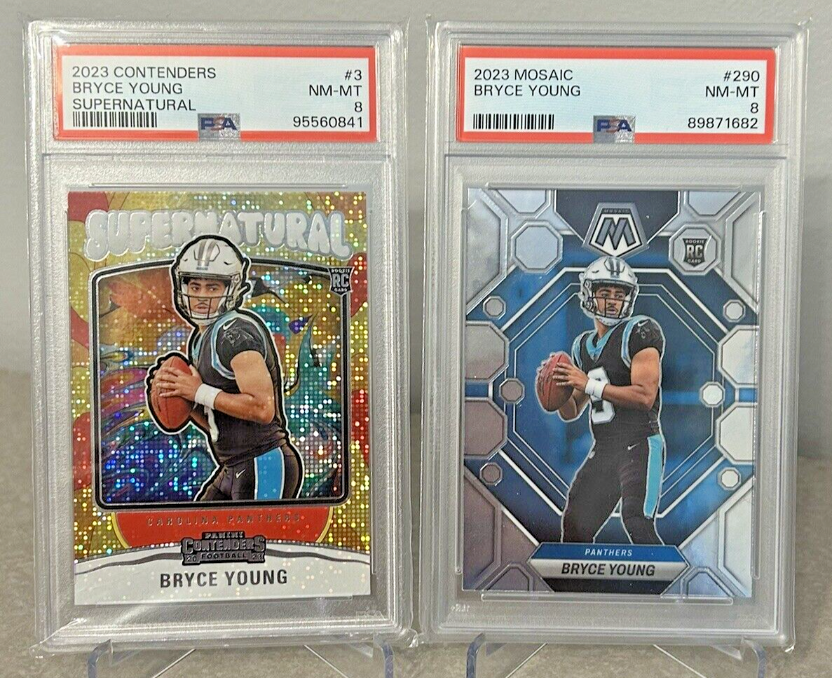 Bryce Young (2) PSA 8 Graded 2023 Rookie Cards Supernatural Insert Panthers
