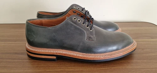 RARE Grant Stone Shoes Mens Green Leather Derby Plain Toe Sz US 7D E91