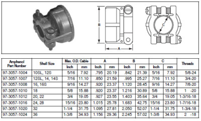 AMPHENOL CIRCULAR CONNECTOR SHELL CLAMP 97-3057-1010 NEW OLD STOCK ...